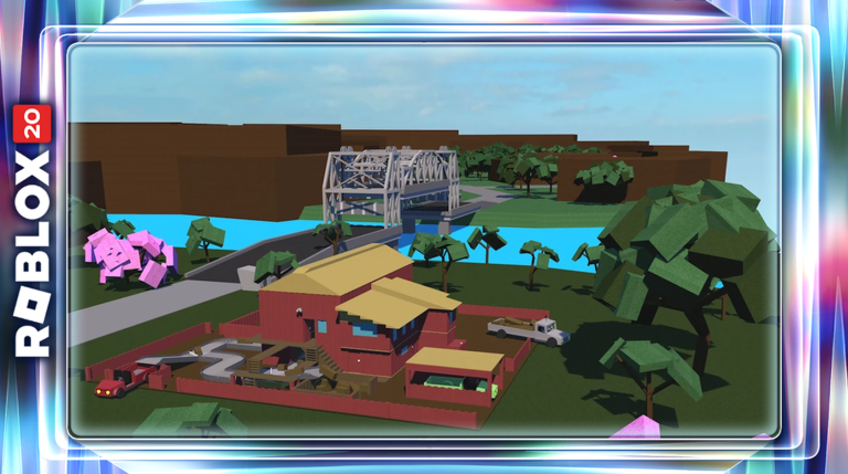 Lumber Tycoon 2 base with gold roof and trucks